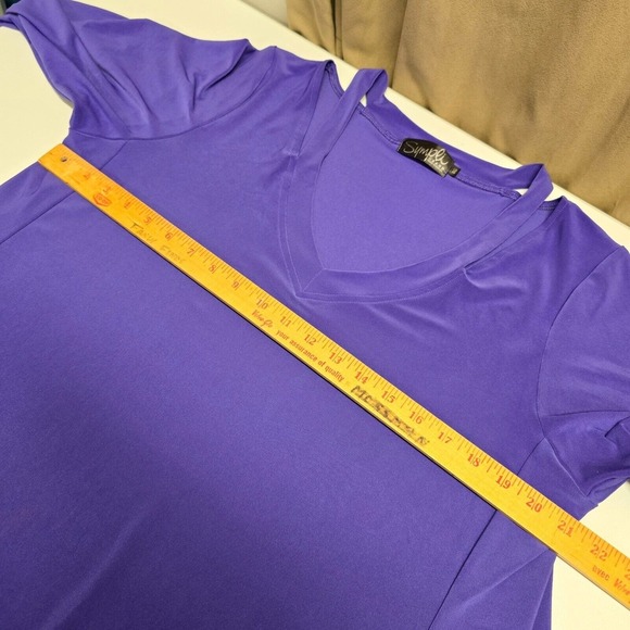 Sympli Womens Stretch Tunic Top Size 0G Purple Cutout Lagenlook Flowy Travelwear - Picture 8 of 11